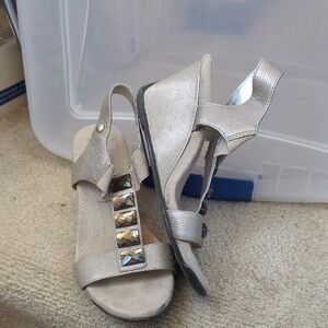 Anne Klein Sport Metallic Wedge Sandels Size 6